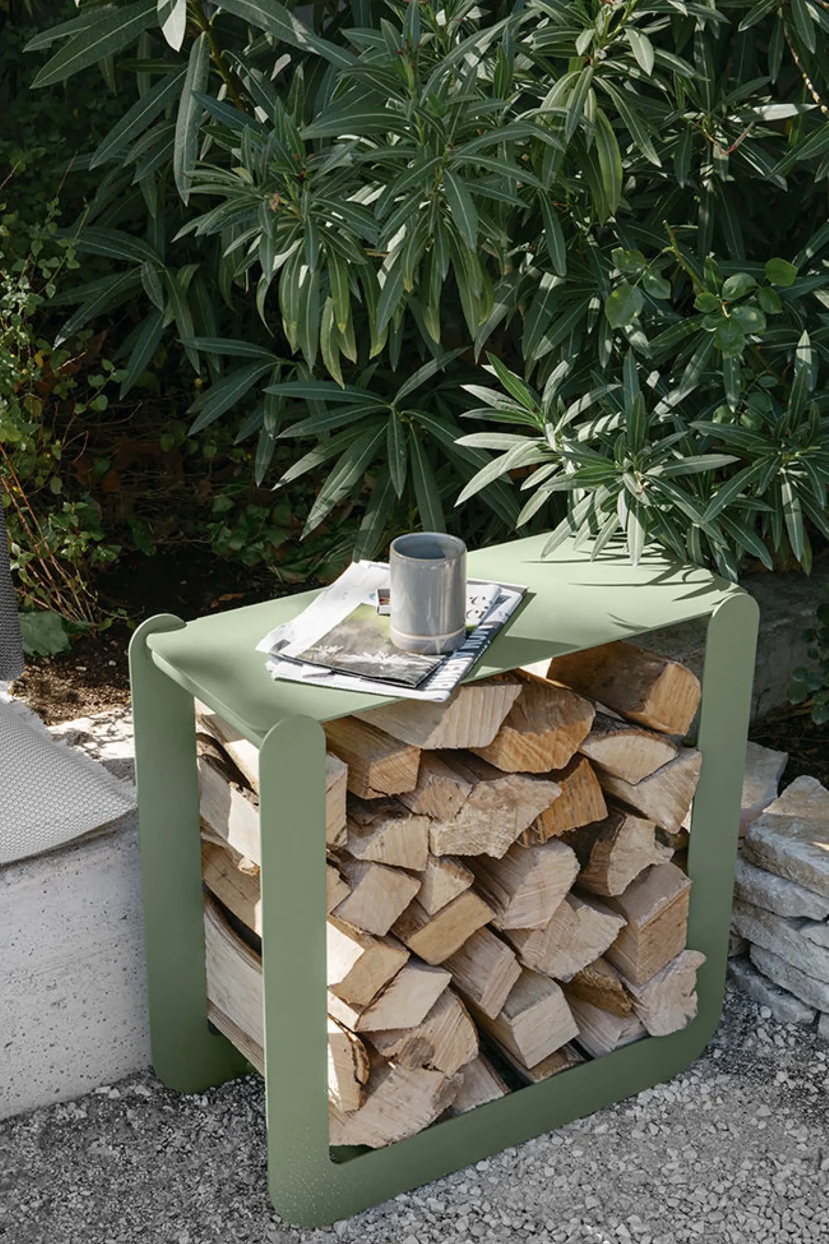 Porte-Buches Nevado Metal Noir / Tabouret - L 60 X H 60 Cm - Fermob