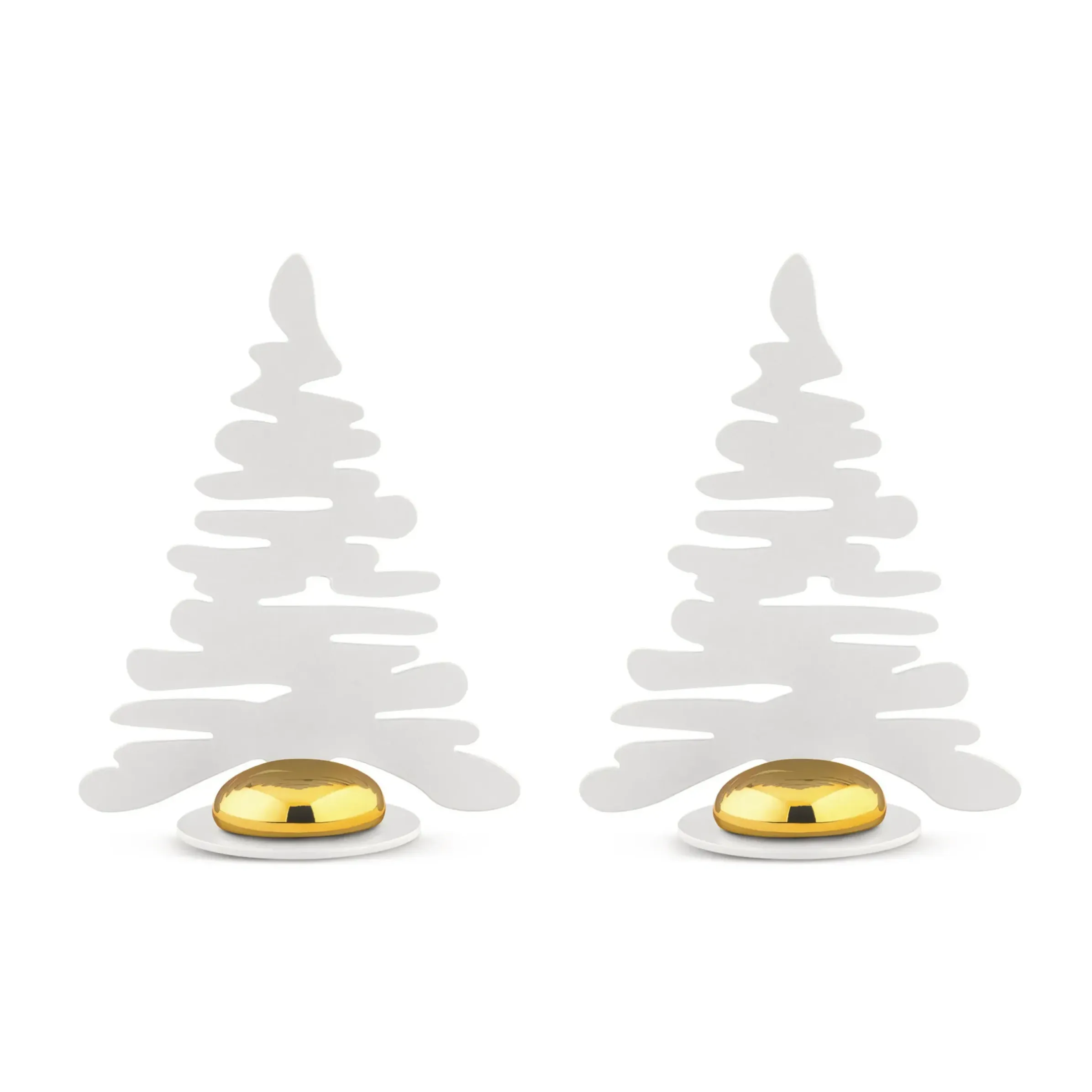 Porte-Nom Barkplace Tree Metal Blanc / Set De 2 Sapins En Acier - H 8 Cm - Alessi