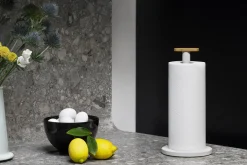 Porte-Rouleau Essuie-Tout Mattina Metal Gris / Acier & Bambou - Alessi