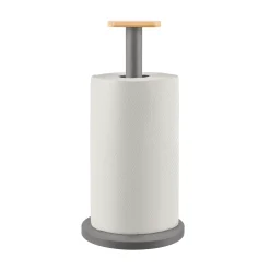Porte-Rouleau Essuie-Tout Mattina Metal Gris / Acier & Bambou - Alessi
