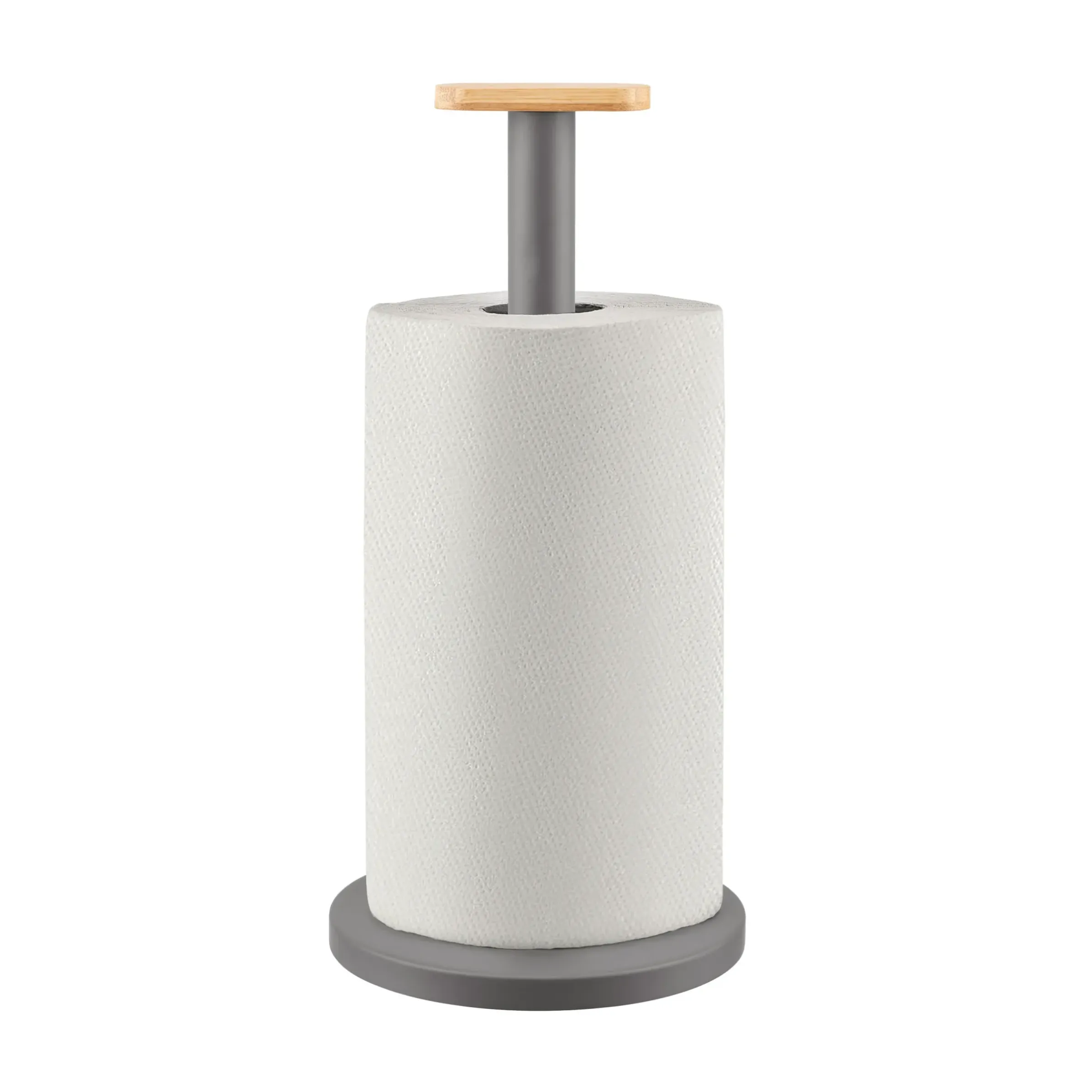 Porte-Rouleau Essuie-Tout Mattina Metal Gris / Acier & Bambou - Alessi