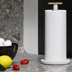 Porte-Rouleau Essuie-Tout Mattina Metal Gris / Acier & Bambou - Alessi