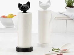 Porte-Rouleau Essuie-Tout Miaou Plastique Noir - Koziol