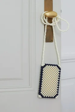 Porte-Telephone Perla Plastique / Mini Sacoche En Perles - Fait Main - Hay