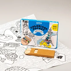 Poster A Colorier Coloriage Pocket -Papier Blanc Noir / 52 X 38 Cm - Omy Design & Play
