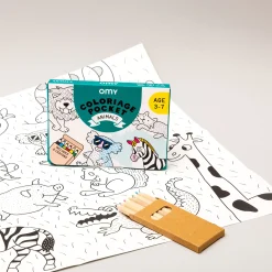 Poster A Colorier Coloriage Pocket - Papier Blanc Noir / 52 X 38 Cm - Omy Design & Play