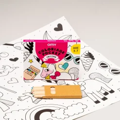 Poster A Colorier Coloriage Pocket - Papier Blanc Noir / 52 X 38 Cm - Omy Design & Play