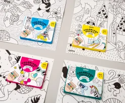 Poster A Colorier Coloriage Pocket - Papier Blanc Noir / 52 X 38 Cm - Omy Design & Play