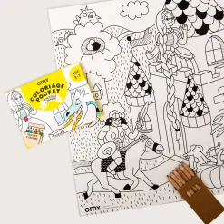 Poster A Colorier Coloriage Pocket - Princesses & Dragons Papier Blanc Noir / 52 X 38 Cm - Omy Design & Play
