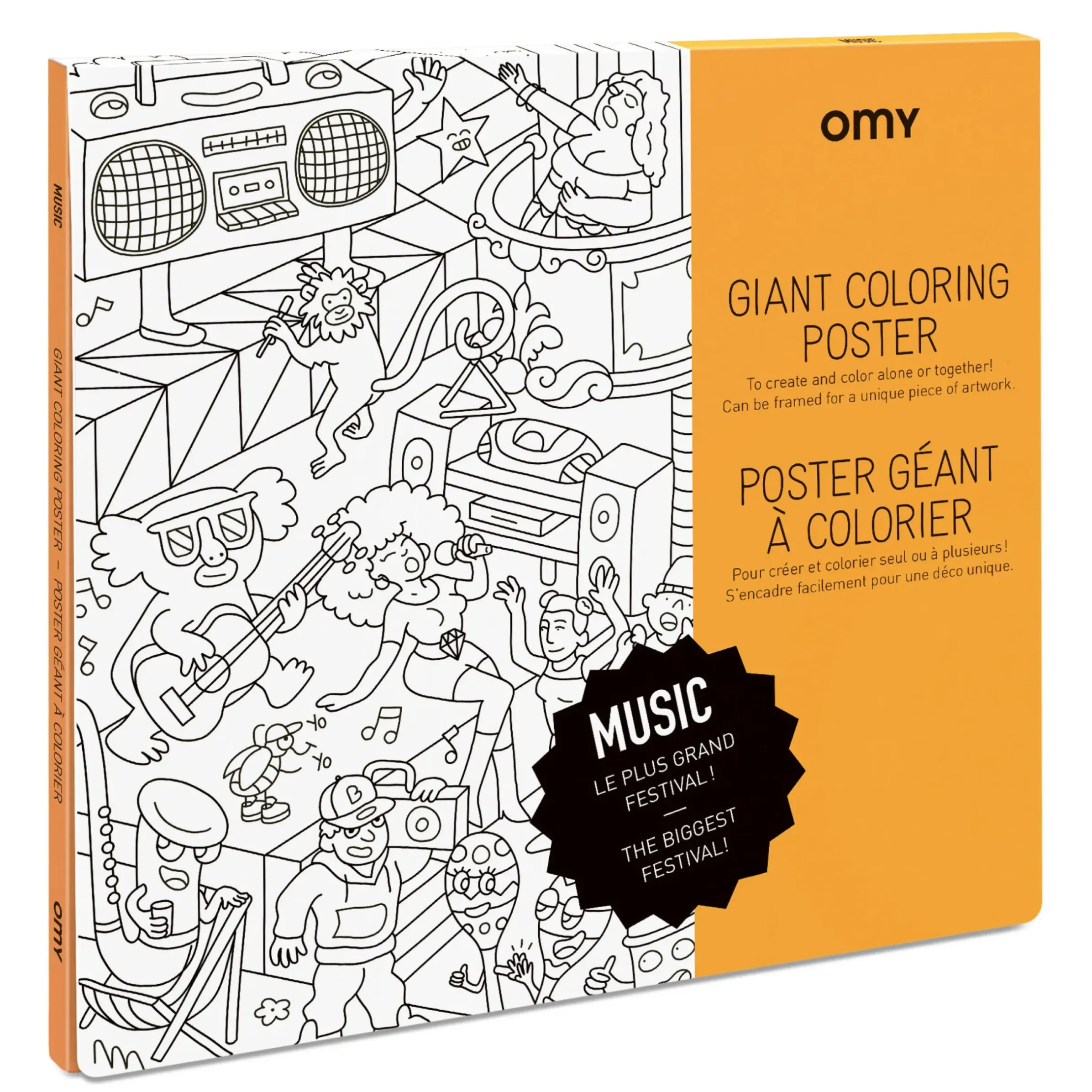 Poster A Colorier Papier Blanc Noir / 100 X 70 Cm - Omy Design & Play