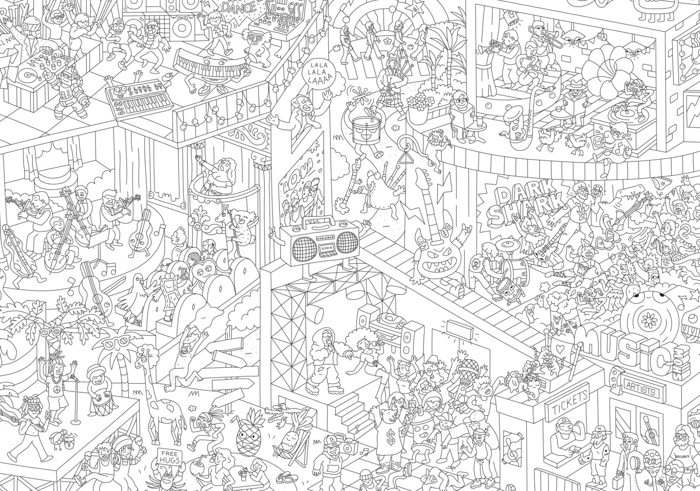 Poster A Colorier Papier Blanc Noir / 100 X 70 Cm - Omy Design & Play