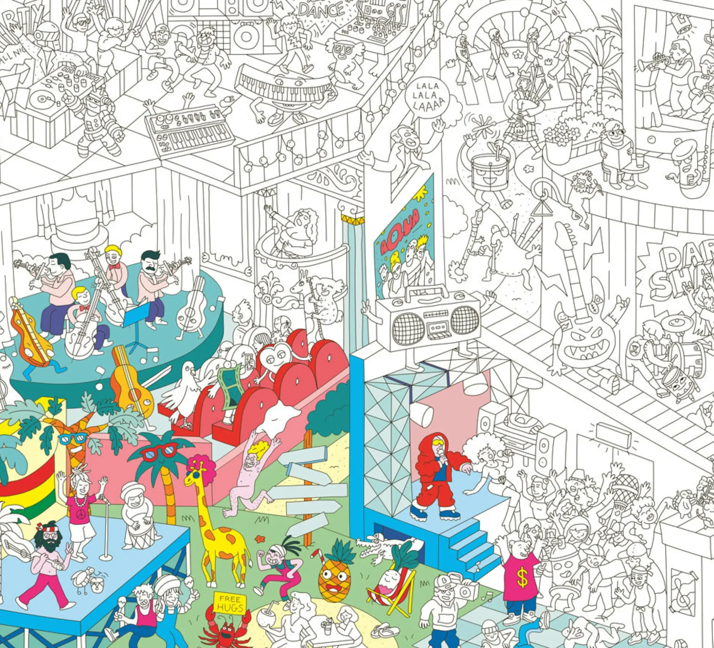 Poster A Colorier Papier Blanc Noir / 100 X 70 Cm - Omy Design & Play