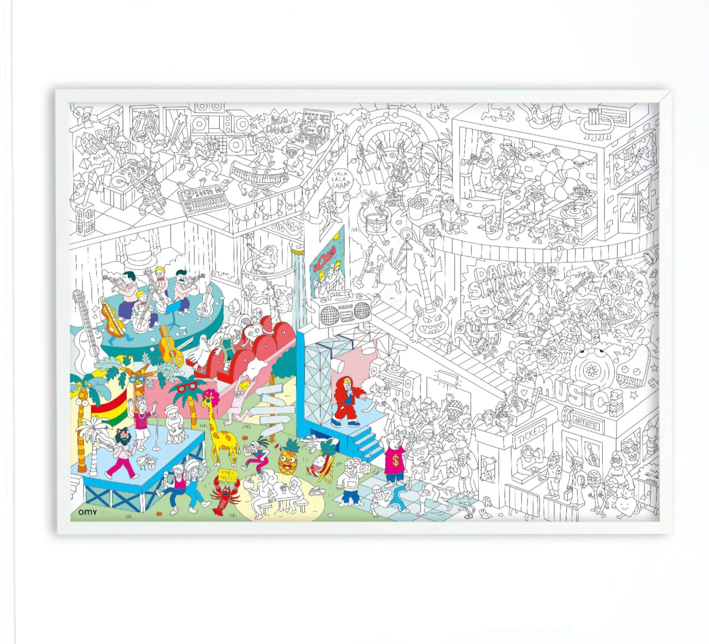 Poster A Colorier Papier Blanc Noir / 100 X 70 Cm - Omy Design & Play