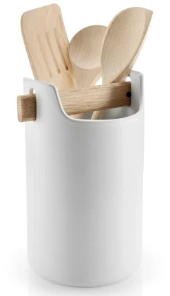 Pot Toolbox Ceramique Blanc Bois Naturel / O 18 X H 20 Cm - Ceramique & Chene - Eva Solo