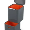 Poubelle De Tri Totem Compact 40L Metal Gris / 2 Bacs 20L + 1 Bac Dechets Organiques 3L - Joseph Joseph