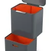 Poubelle De Tri Totem Max 60L Metal Gris / 2 Bacs 30L + 1 Bac Dechets Organiques 4L - Joseph Joseph