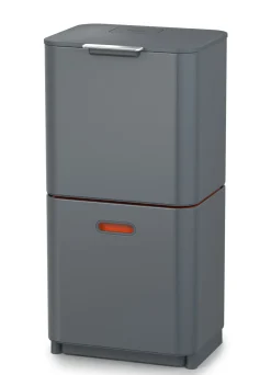 Poubelle De Tri Totem Max 60L Metal Gris / 2 Bacs 30L + 1 Bac Dechets Organiques 4L - Joseph Joseph