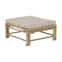 Pouf Korfu Tissu Beige Bois Naturel / Bambou - 72 X 72 Cm - Bloomingville