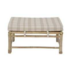 Pouf Korfu Tissu Beige Bois Naturel / Bambou - 72 X 72 Cm - Bloomingville