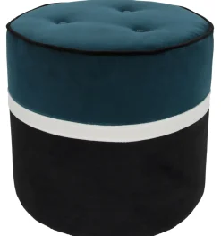 Pouf Leo Small Tissu Bleu Noir / O 42 X H 40 Cm - Velours - Maison Sarah Lavoine