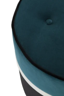Pouf Leo Small Tissu Bleu Noir / O 42 X H 40 Cm - Velours - Maison Sarah Lavoine