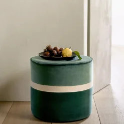 Pouf Leo Small Tissu Vert / O 43 X H 43 Cm - Velours - Maison Sarah Lavoine
