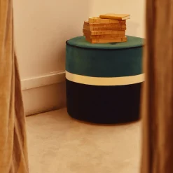 Pouf Leo Small Tissu Vert / O 43 X H 43 Cm - Velours - Maison Sarah Lavoine