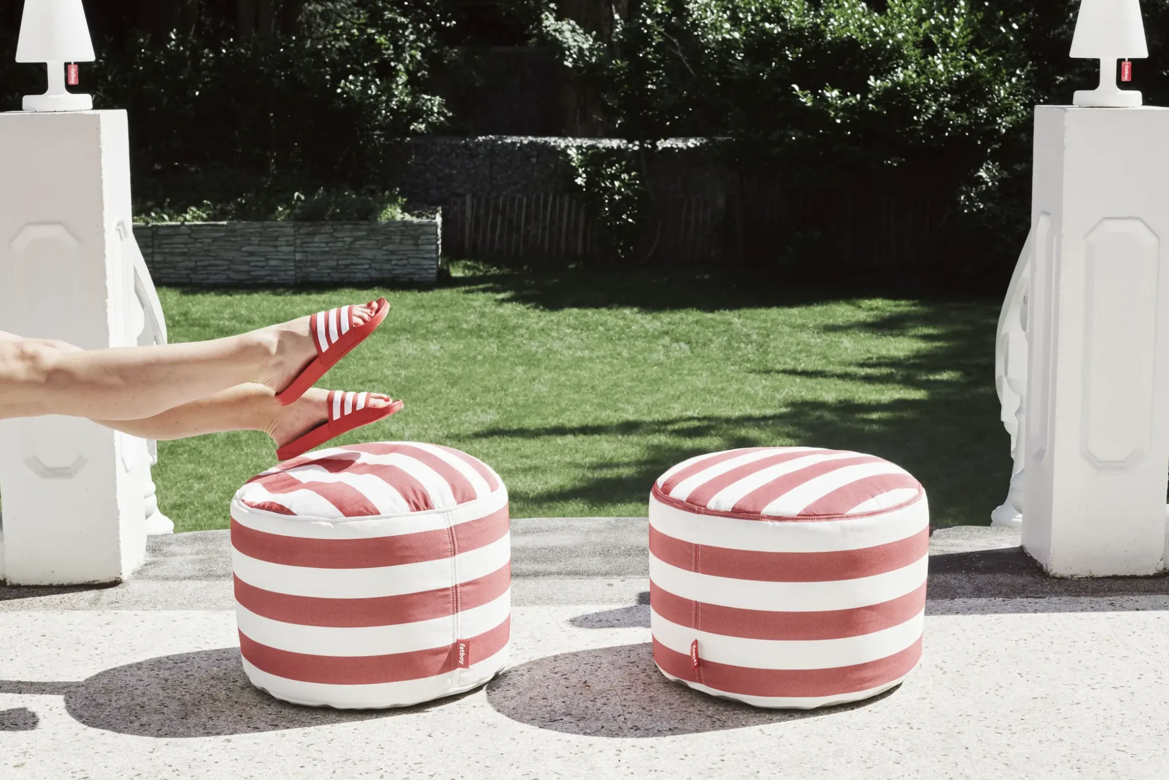 Pouf Point Outdoor Tissu Beige / Tissu Olefin - O 50 Cm - Fatboy