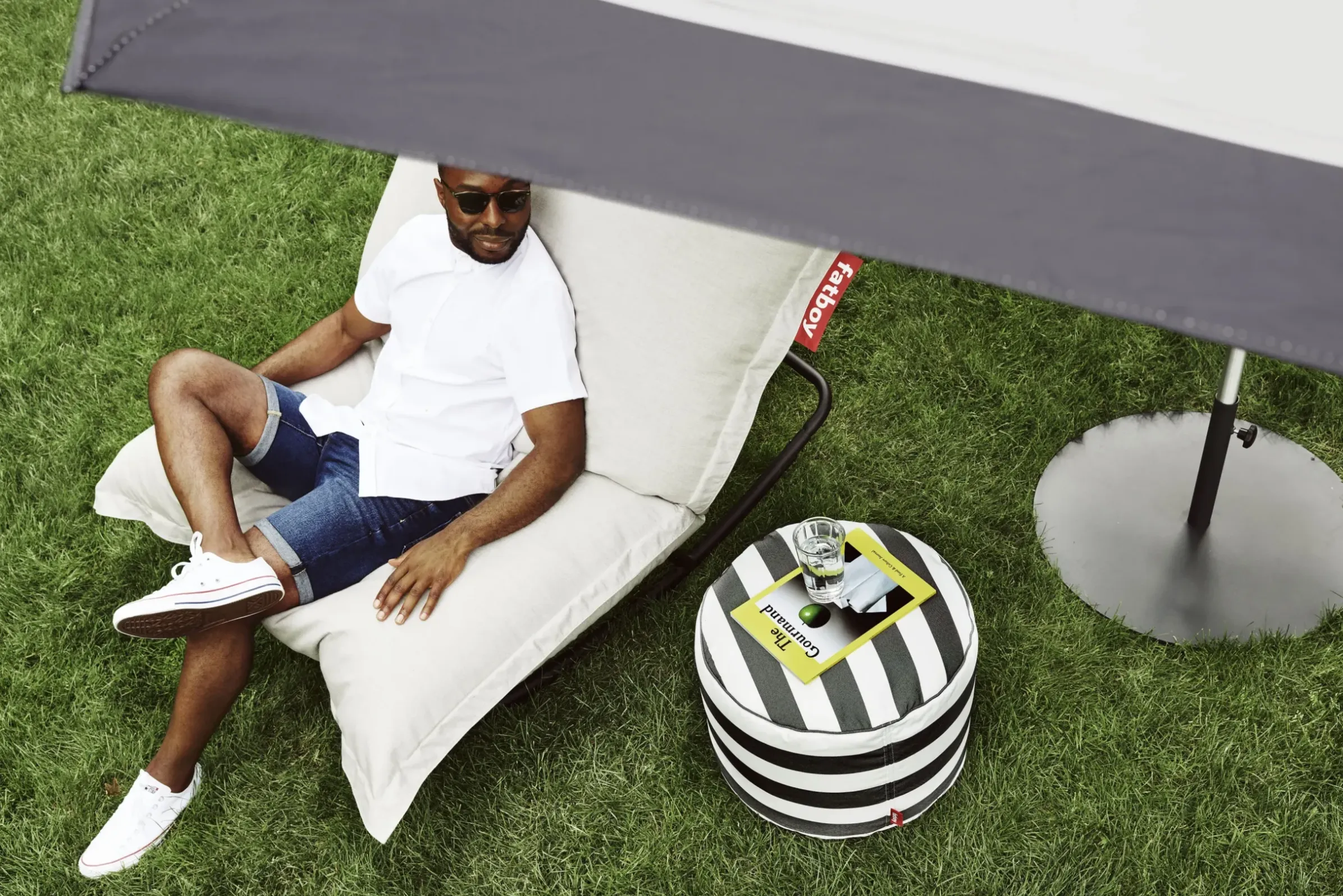 Pouf Point Outdoor Tissu Beige / Tissu Olefin - O 50 Cm - Fatboy