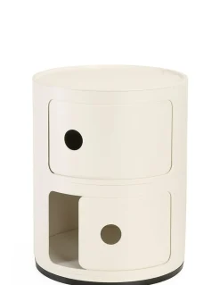 Rangement Componibili Plastique Blanc / Version Mate - 2 Tiroirs - H 40 Cm /100% Recycle - Kartell
