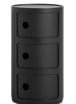 Rangement Componibili Plastique Noir / Mat - 3 Tiroirs - H 58 Cm / Recycle - Kartell