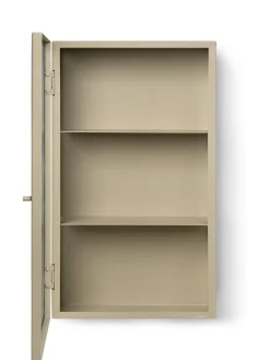 Rangement Mural Haze Metal Verre Beige / L 35 X H 60 Cm - Verre Cannele - Ferm Living
