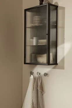 Rangement Mural Haze Metal Verre Noir / L 35 X H 60 Cm - Verre Cannele - Ferm Living