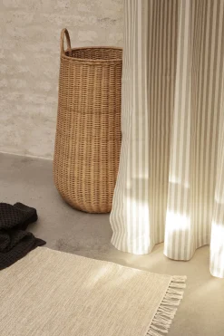 Rideau De Douche Chambray Striped Tissu Beige / 160 X H 205 Cm - Coton Enduit - Ferm Living