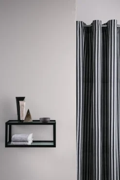 Rideau De Douche Chambray Striped Tissu Gris Noir / 160 X H 205 Cm - Coton Enduit - Ferm Living