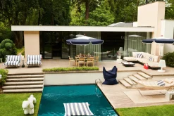 Salon De Jardin Paletti Set Tissu Bleu / Table Basse 90 X 90 Cm + Canape L 180 Cm (Accoudoir Droite) - Fatboy