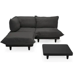 Salon De Jardin Paletti Set Tissu Gris / Table Basse 90 X 90 Cm + Canape L 180 Cm (Accoudoir Gauche) - Fatboy