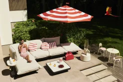 Salon De Jardin Paletti Set Tissu Gris / Table Basse 90 X 90 Cm + Canape L 180 Cm (Accoudoir Gauche) - Fatboy