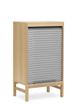 Semainier Jalousi Bas Plastique Gris Bois Naturel / H 101 Cm - Rideau Plastique - Normann Copenhagen