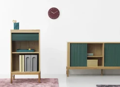Semainier Jalousi Bas Plastique Gris Bois Naturel / H 101 Cm - Rideau Plastique - Normann Copenhagen