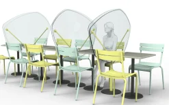 Separateur De Table Autoportant Abelio Plastique Gris / Sur Pied - Plexiglass / H 150 X L140 Cm - Fermob