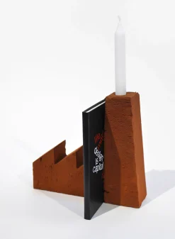 Serre-Livre Fabrique Ceramique Rouge Marron / Bougeoir - Brique Moulee Main Sculptee - Aequo Design
