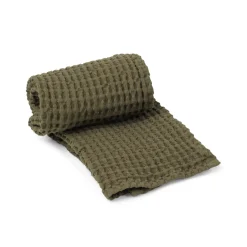 Serviette De Toilette Organic Tissu Vert / 100 X 50 Cm - Nid D'Abeille - Ferm Living