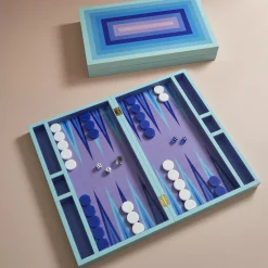 Set De Backgammon Scala Bois Bleu Violet / Coffret Laque - Jonathan Adler