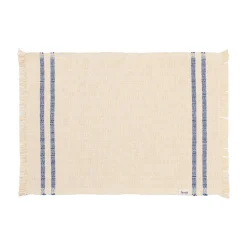 Set De Table Savor Tissu Blanc Bleu / Coton Organique - 50 X 38 Cm - Ferm Living