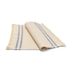 Set De Table Savor Tissu Blanc Bleu / Coton Organique - 50 X 38 Cm - Ferm Living