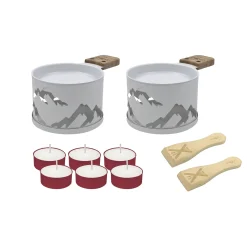 Set Lumi Metal Blanc / Pour Raclette A La Bougie - 2 Personnes - Cookut