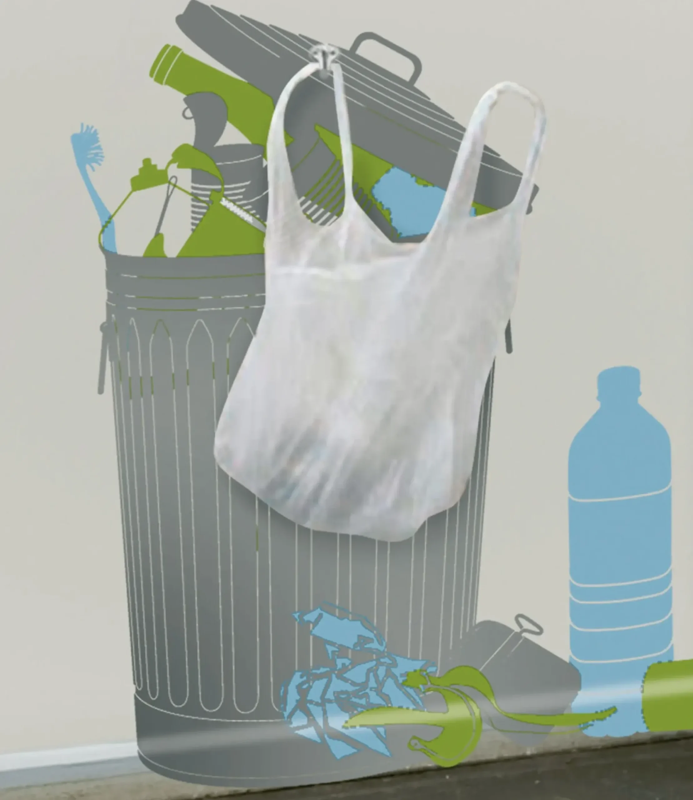 Sticker Vynil+Plastic Bags Plastique Papier Gris - Domestic