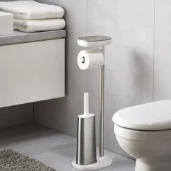 Support Papier Toilette Easystore Metal / Avec Brosse Flex Steel & Rangement - Joseph Joseph