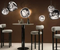 Suspension Melt Mini Led Plastique Argent Gris Metal / O 28 Cm - Polycarbonate Metallise (Change De Couleur) - Tom Dixon